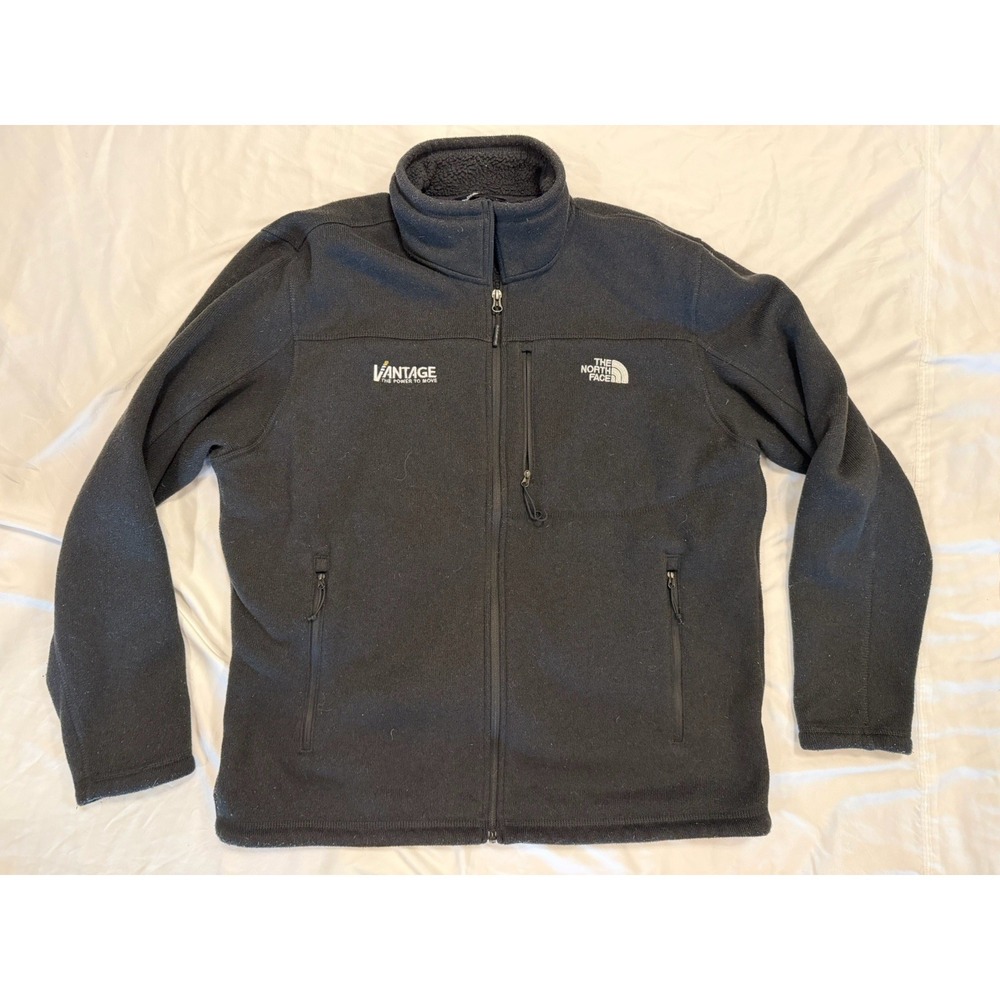 The North Face Knitted Fleece Sweater Jacket Mens XL Black Full Zip